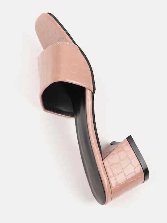 Γυναικεία Mules Croco Λουστρίνι Nude Μέγεθος 37 Ροζ