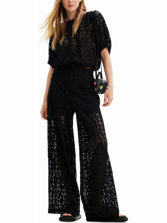 Lucca Women's Crop Top Short Sleeve Floral Black