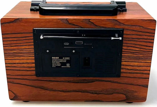 Meier M-1808BT Retro Tabletop Radio Rechargeable with Bluetooth and USB Brown