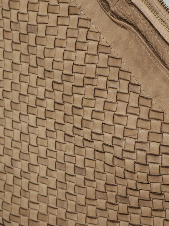 Leder Damentasche Schultertasche Taupe