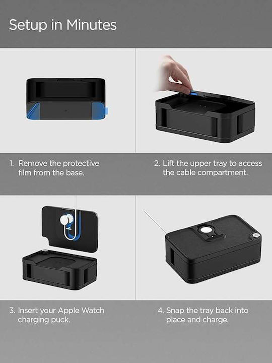 Spigen S340 Зарядно за Apple Watch Черен