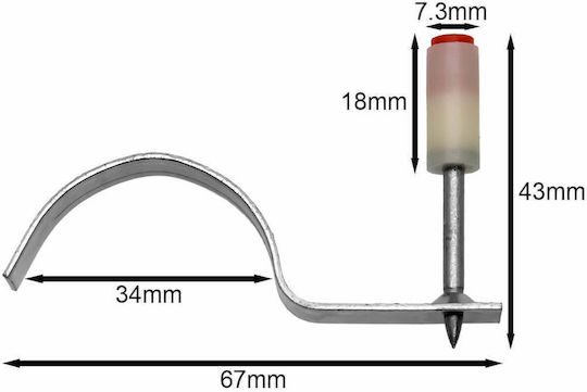 Καρφιά Μπετού Καρφωτικό Χειρός 43mm X 7.3mm Στήριγμα Σωλήνα 34mm 70 Τεμάχια Oem