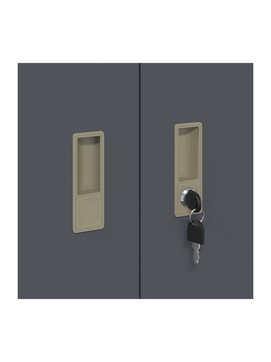 Office Storage Metal Cabinet Charcoal L60xW40xH90cm