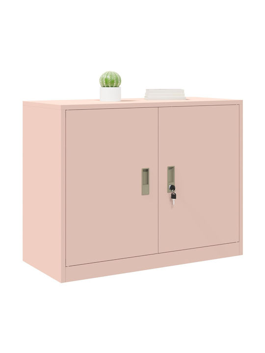 Office Storage Metal Cabinet Pink L90xW40xH70cm