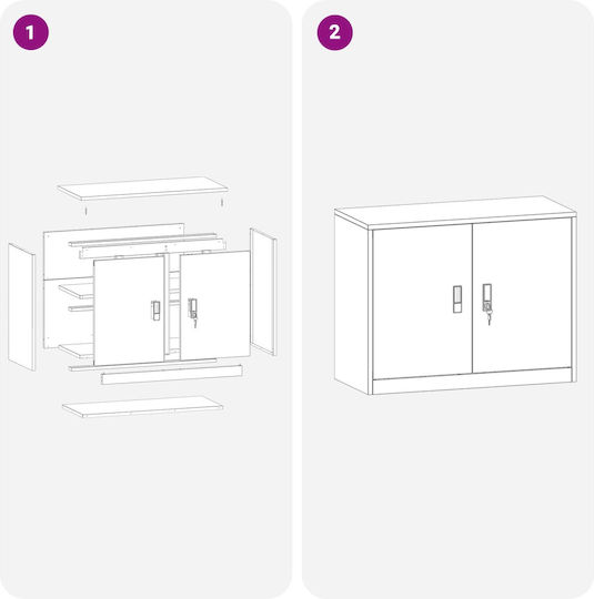 vidaXL Office Metal Cabinet White 90x40x70cm