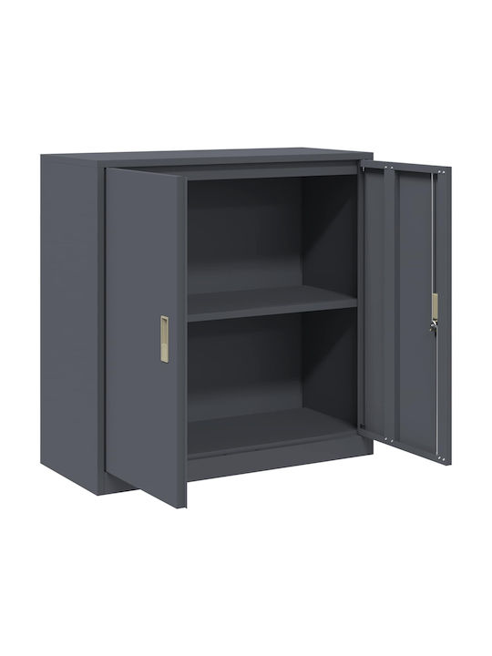 Cabinet de Birou Metalic Cărbune de lemn 90x40x90cm