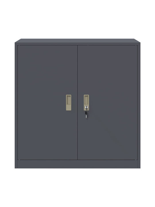 Cabinet de Birou Metalic Cărbune de lemn 90x40x90cm