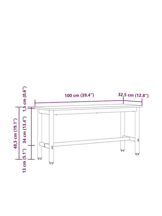Bench Outdoor Wooden 100x32.5x48.5cm