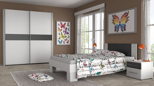 Двойна врата Гардероб Плъзгащи се White + Anthracite 60x60x195см