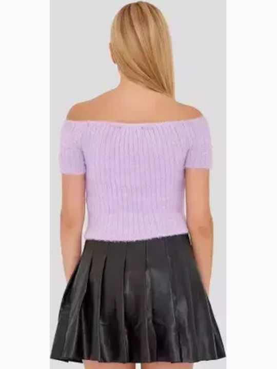 Γυναικείο Crop Top Κοντομάνικο Μωβ