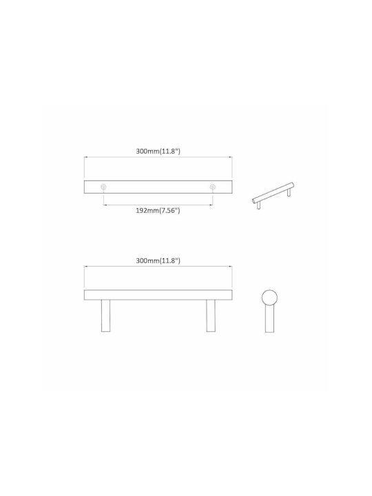 vidaXL Furniture Knob from Metallic Silver with Hole Centers 300mm 864733 2 Pieces