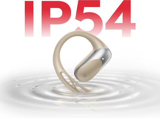 Swissten Ip54-сертифицирани Open Ear Bluetooth Спортни Слушалки Air Conduction Бежови