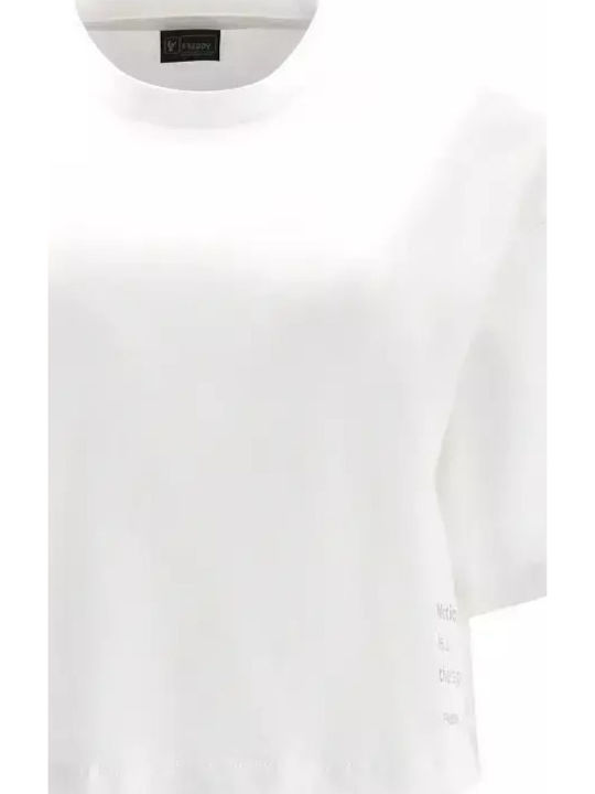 Women's Athletic Crop Top Short Sleeve with V Neckline White