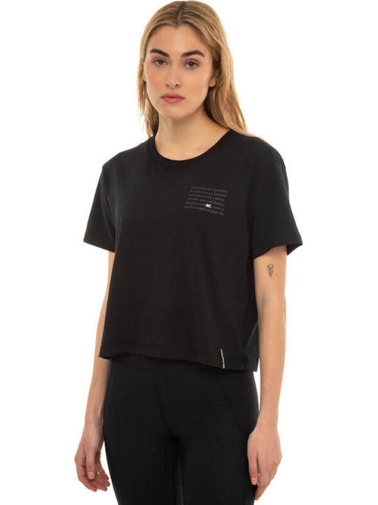 Women's Athletic Crop Top Short Sleeve Black