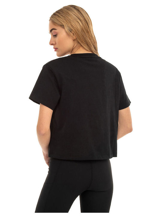 Women's Athletic Crop Top Short Sleeve Black