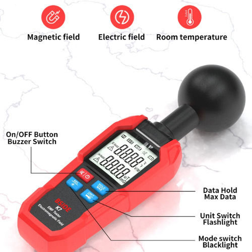 Bside K7 3 in 1 Digital Electromagnetic Radiation & Temperature Meter - Professional Digital EMF Electromagnetic Meter