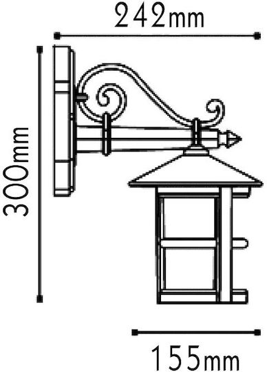Aca Wall-Mounted Outdoor Lantern E27 IP45 24.2x30εκ.
