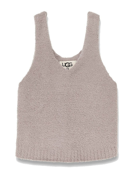 Dulcie Γυναικείο Καλοκαιρινό Crop Top Βαμβακερό Αμάνικο με V Λαιμόκοψη Μπεζ