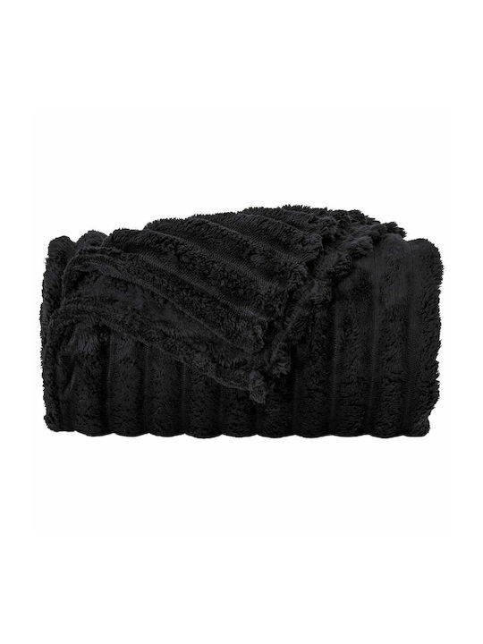 vidaXL Ριχτάρι Πολυθρόνας Fleece 200x150εκ. Μαύρο 42016886