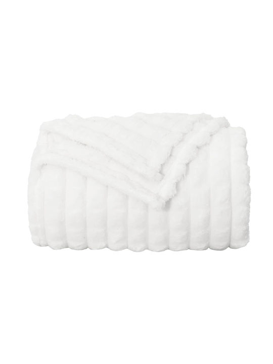 vidaXL Ριχτάρι Διθέσιου Καναπέ Fleece 270x240εκ. Λευκό