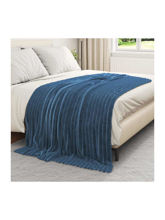 vidaXL Ριχτάρι Πολυθρόνας Fleece 200x150εκ. Σκούρο Μπλε 42016882
