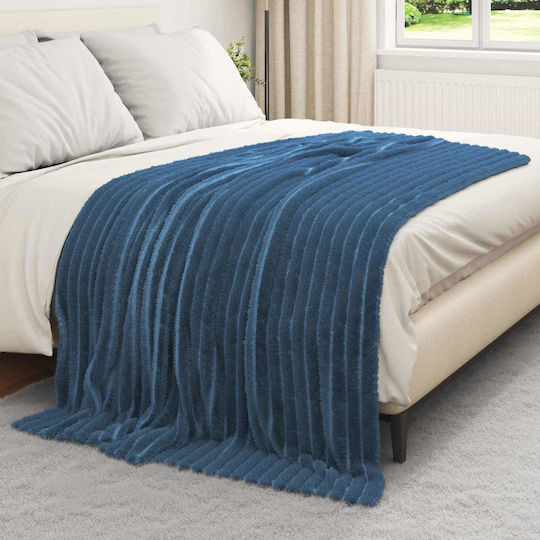 vidaXL Ριχτάρι Πολυθρόνας Fleece 200x150εκ. Σκούρο Μπλε