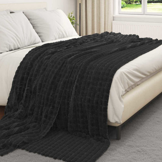 vidaXL Cuvertură Pentru Canapea 2 Locuri Polar Fleece 270x240 cm Neagră