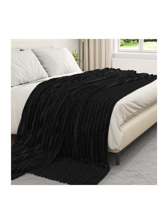 vidaXL Ριχτάρι Πολυθρόνας Fleece 240x220εκ. Μαύρο