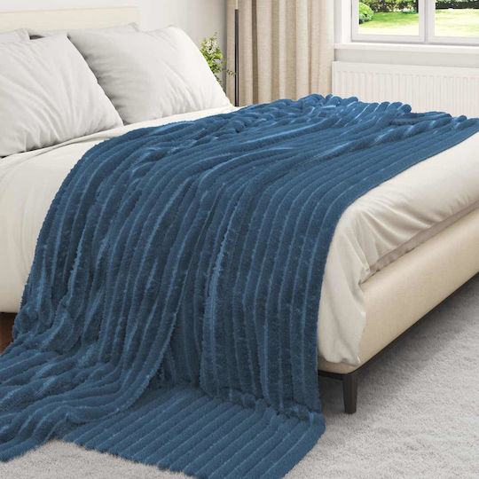 vidaXL Ριχτάρι Πολυθρόνας Fleece 240x220εκ. Σκούρο Μπλε