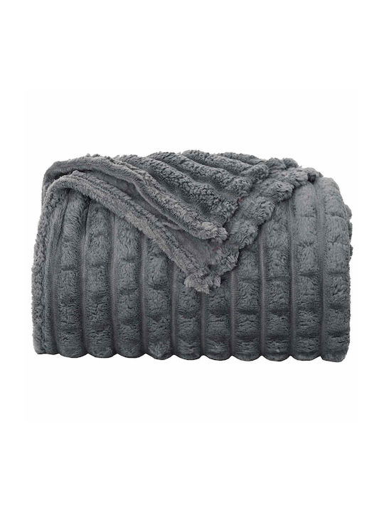 vidaXL Ριχτάρι Πολυθρόνας Fleece 150x130εκ. Σκούρο Γκρι
