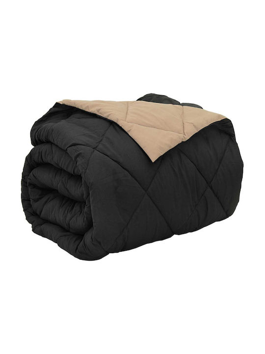 vidaXL Double Blanket 220x200cm Black and Tan