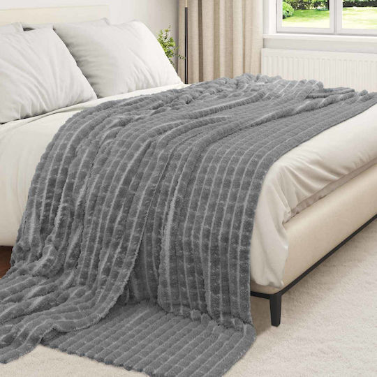 vidaXL Κουβέρτα Fleece King Size 270x240εκ. Σκούρο Γκρι