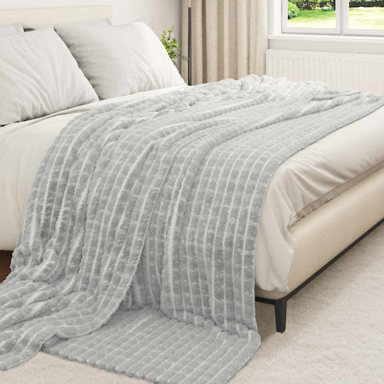 vidaXL Κουβέρτα Fleece Υπέρδιπλη 240x220εκ. Γκρι