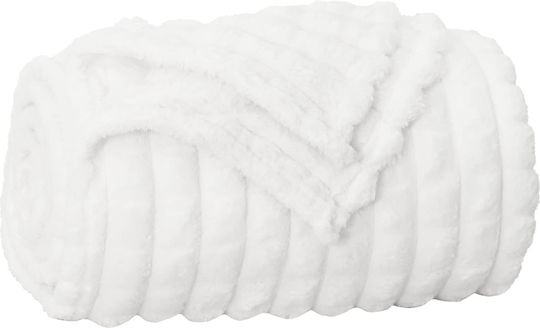 vidaXL Fleece Blanket Single 150x130cm White