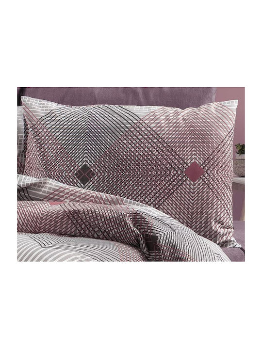 Dimcol Sheet Sets Queen 240x270cm. Kallirroi 606 Grey-burgundy 4pcs