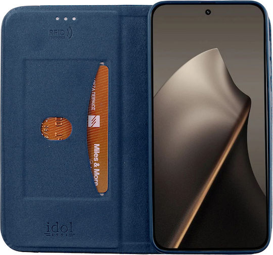 Idol 1991 Elite Anti-rfid Книга Изкуствена кожа / Силикон Син (Xiaomi 15T)