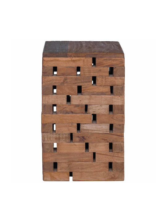 Square Side Table Made of Solid Wood Beige 29x29x48 cm