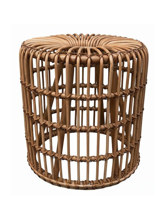 Round Side Table Noxic Made of Beige Bamboo 40x40x40 cm