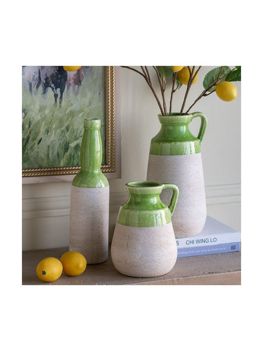 Artekko Candia Vază Ceramică Verde Bej 15.5x14.5x30 Cm