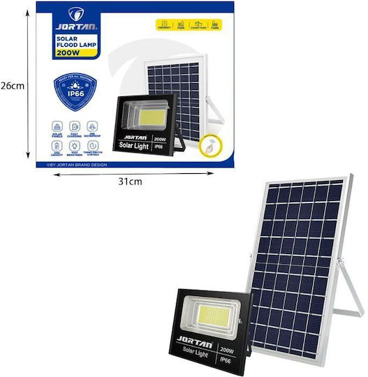 Lamp Στεγανός Ηλιακός Προβολέας LED 200W Ψυχρό Λευκό 6500K με Τηλεχειριστήριο IP66