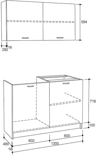 BLAINE Kitchen Cabinet Set Wall & Floor Sonoma / White 120x46cm