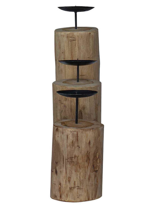 vidaXL Set of Wooden Candle Holders in Brown Colour 12cm 3 Pieces Various Colors