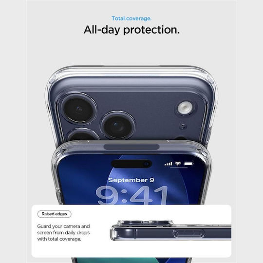 Spigen Ultra Hybrid MagFit Rückseite Umschlag Silikon / Kunststoff 2mm Transparent Tiefblau (iPhone 17 Pro Max)