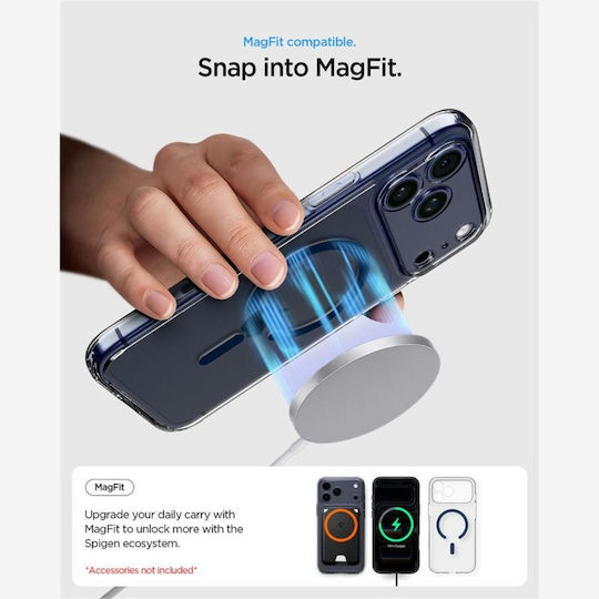 Spigen Ultra Hybrid MagFit Rückseite Umschlag Silikon / Kunststoff 2mm Transparent Tiefblau (iPhone 17 Pro Max)