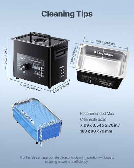 Vevor Ultrasonic Cleaner 3lt with Mechanical Timer