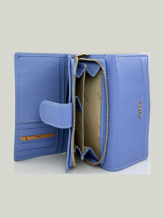 Large Leather Women's Wallet Classic with RFID Light Blue