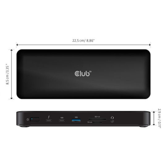 Club3D CSV-1583 Thunderbolt 4 Docking Station με HDMI/DisplayPort 4K PD Ethernet Μαύρο