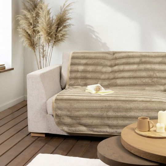 Nima Lunetta Ριχτάρι Τριθέσιου Καναπέ Γούνινο 180x300εκ. Beige 35446