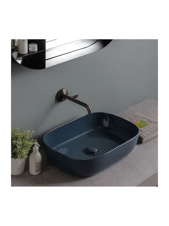 Scarabeo Aufgesetztes Waschbecken Porzellan 56x39cm Ocean Glossy