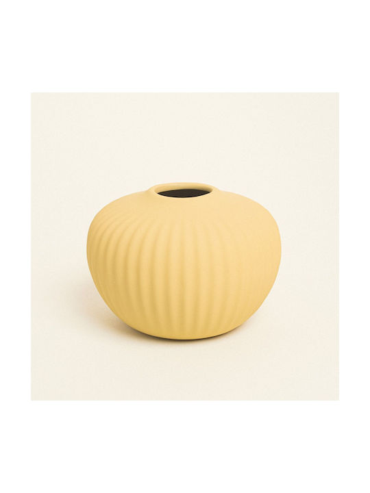 Beauty Home Matte Ceramic Vase 15 Cm X 11 Cm Yellow Beauty Home